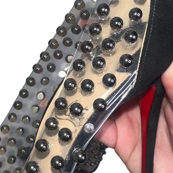 Christian Louboutin Studded PVC Suede Billie Et Boule Bow Pumps Size 37.5 Black - Picture 5 of 9